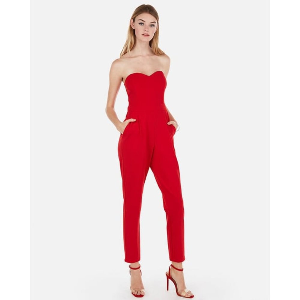 [Express] Strapless Sweetheart Neck Jumpsuit
